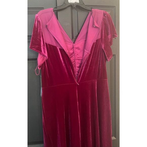 London Times Women's Illusion Flutter SLV Ruched Midi -14 - Picture 5 of 7